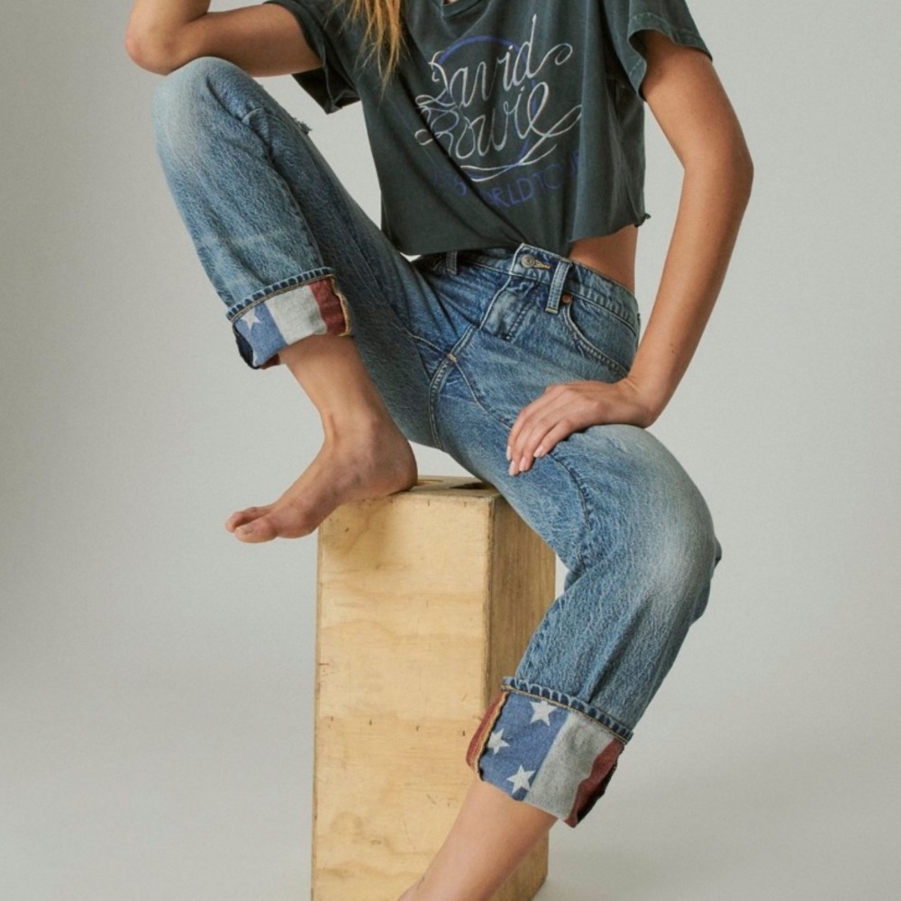 LUCKY LEGEND 🍀🇺🇸 lucky brand Zoe high rise straight American flag jeans